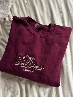 Fellini Coffee New York City Crewneck Sweater in Dark Red